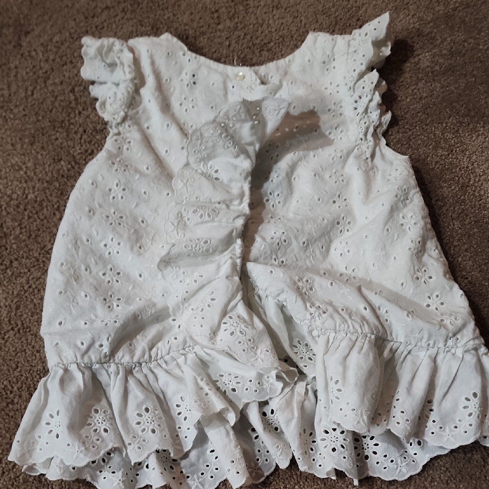 Ralph Lauren White Eyelet Ruffle Kids Blouse - Picture 5 of 5